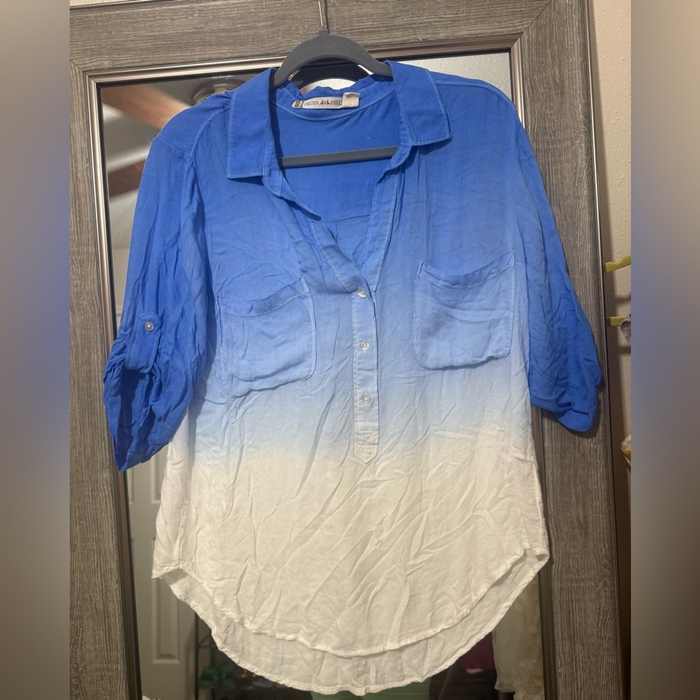 Chelsea & Violet Blue and White Ombre Button Down Shirt